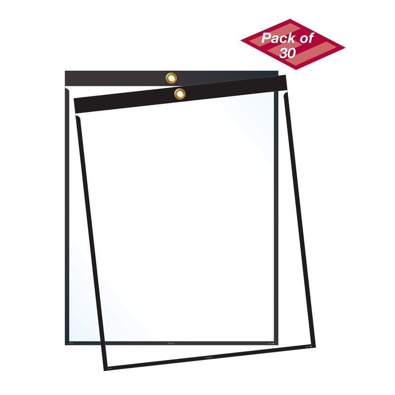 EnvyPak Job Ticket Holders - 9"x12" - Pack of 30 (Black) Top-Loading with Eyelet for Hanging - Image 4