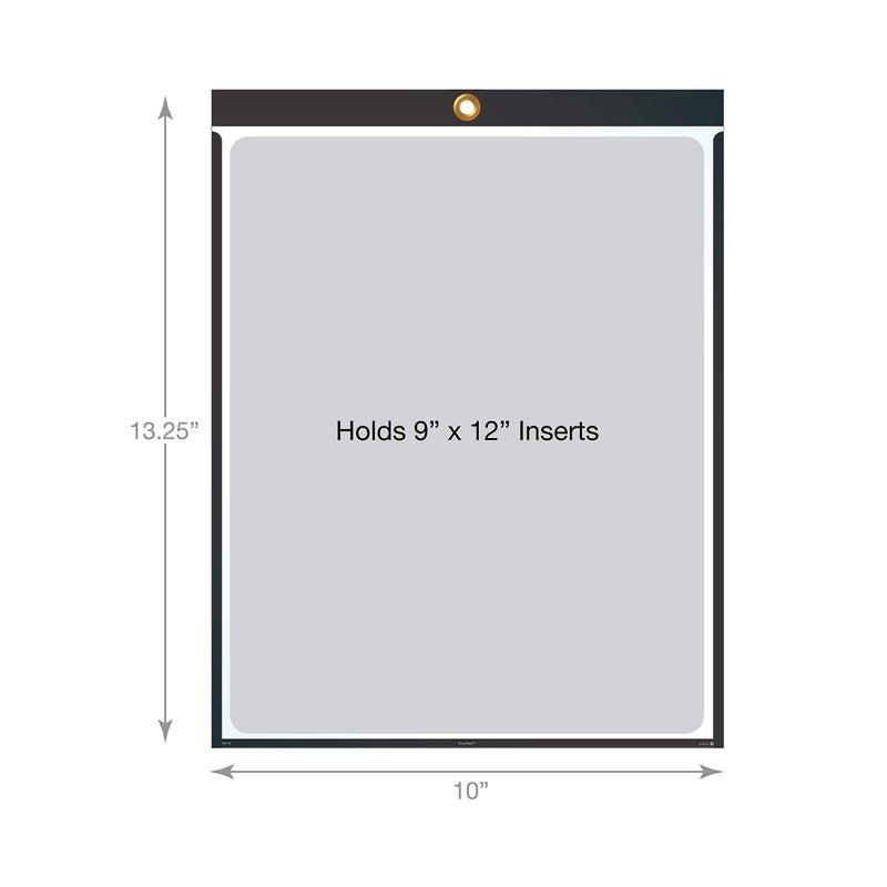 EnvyPak Job Ticket Holders - 9"x12" - Pack of 30 (Black) Top-Loading with Eyelet for Hanging - Image 2