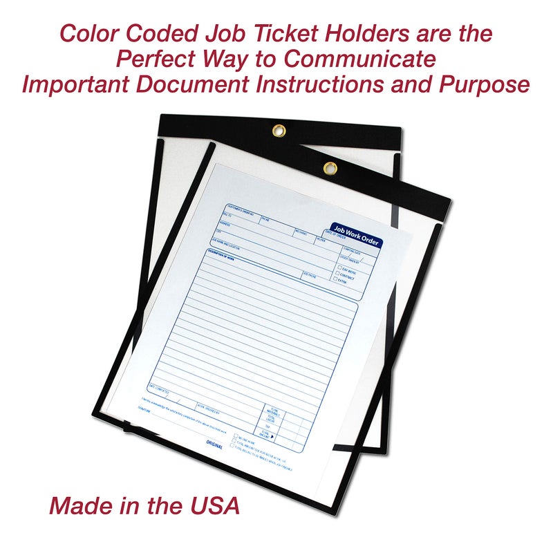 EnvyPak Job Ticket Holders - 9"x12" - Pack of 30 (Black) Top-Loading with Eyelet for Hanging - Image 3