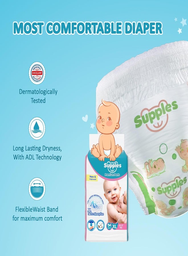 Supples Amazon Brand - Supples Premium Baby Diaper Pants | 11 Baby Diapers | XL | 12-17 Kg | 12 Hrs Absorption | Cushiony Cotton Soft Fabric | Phthalates-Free | Triple Leak Guard - Image 4