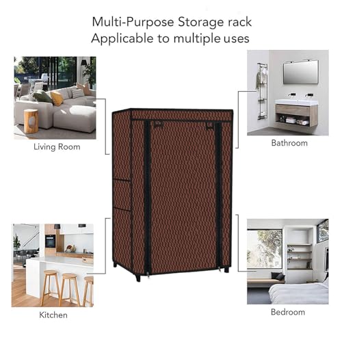 ROBMOB® 4 Tier Metal Shoe Rack with Embossed Fabric Cover & Roll-Up Door | Space Saving Collapsible Shoe Organizer Cabinet for Home, Office, PG & Outdoor Use | Dustproof Storage Stand (Brown) - Image 5