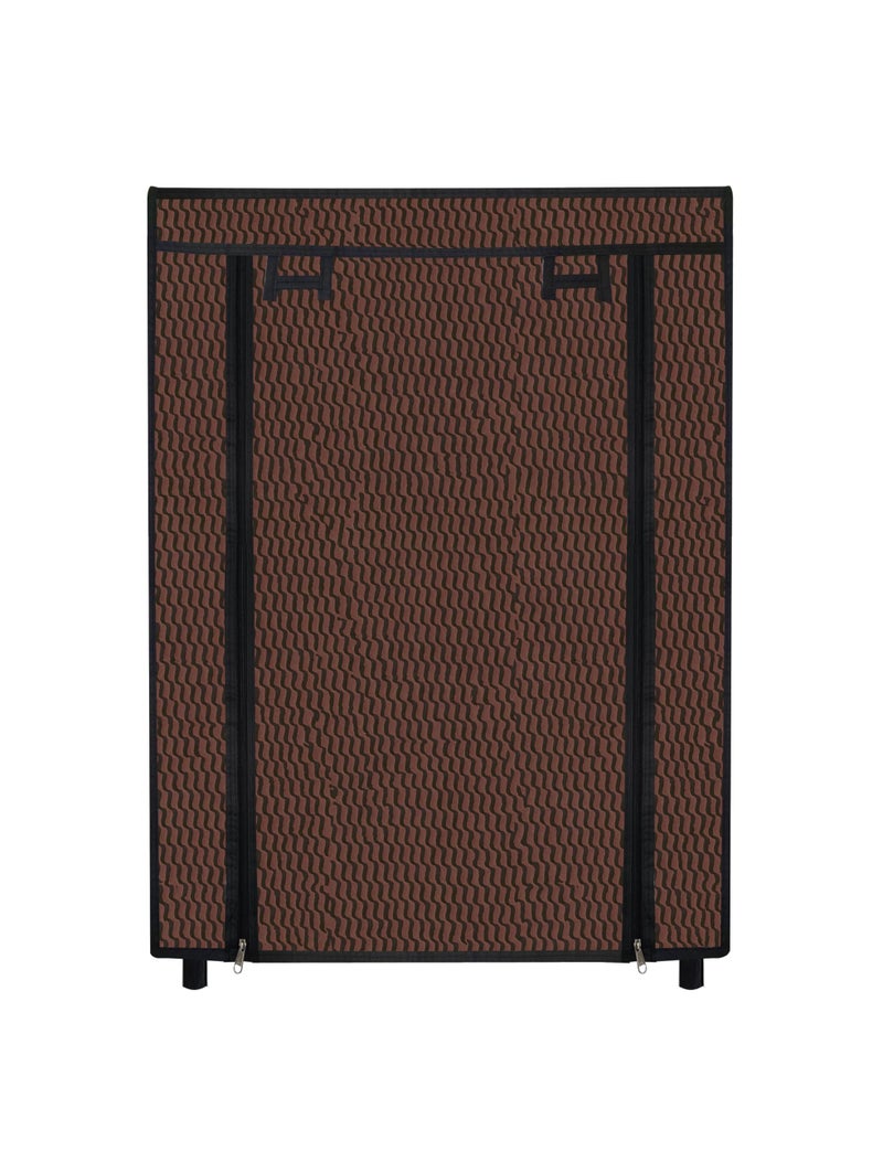 ROBMOB® 4 Tier Metal Shoe Rack with Embossed Fabric Cover & Roll-Up Door | Space Saving Collapsible Shoe Organizer Cabinet for Home, Office, PG & Outdoor Use | Dustproof Storage Stand (Brown) - Image 4