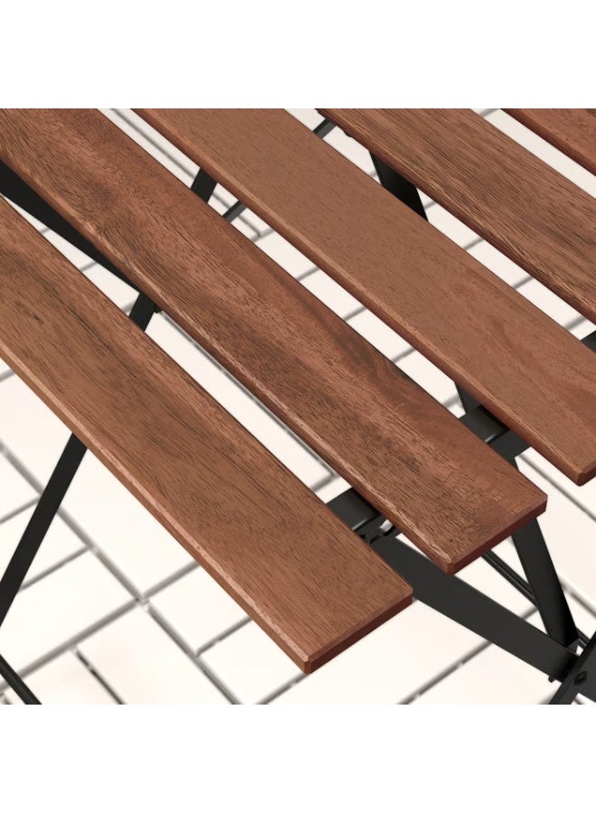 Table and 2 chairs, outdoor, black/light brown, foldable, Kodarna beige-light grey, 55x54 cm - Image 4