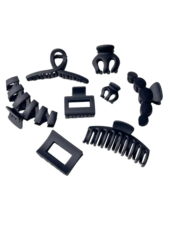 Bidani Dragon Fruit Black Matte Hair Claw Set (8-Piece)
