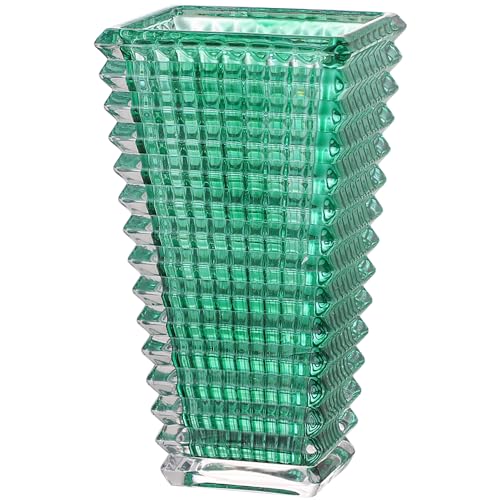 MCMCNCUIU Crystal Vase, Large Crystal Vases for Flowers, Green Large Flower Vase, Modern Glass Vases for Living Room, Bedroom, Kitchen, Dining Table, Mantle, Wedding, 9 Inches - Image 1