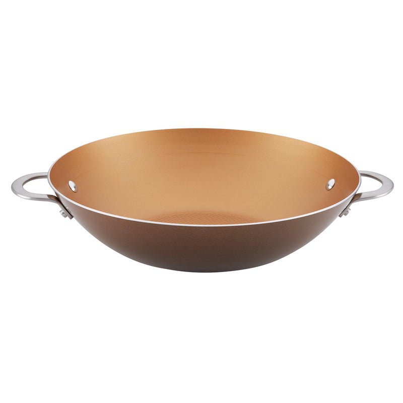 Ayesha Ayesha Curry Home Collection Nonstick WokStir Fry PanWok Pan  14 Inch Brown Sugar