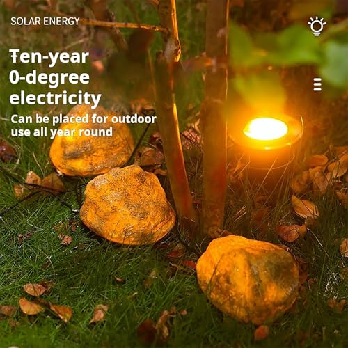 LIYAOLI Solar Rock Lights 4Pack AutoDimming 8H Runtime IP44 Waterproof Landscape Lighting for GardenPathwayLawn Outdoor Decorative Natural Stone Texture - Image 3