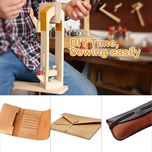 LYFJXX حصان جلد LYFJXX مع خياطة، مشبك طاولة خشبي لحرفية الجلد DIY - Image 5