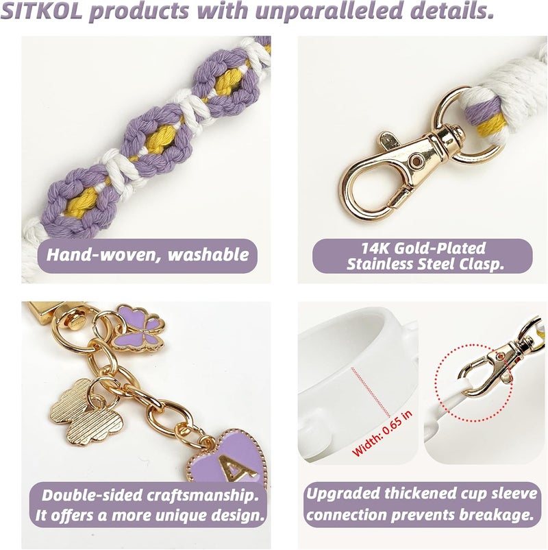 SITKOL Cute Letter Charm Set Compatible with Owala Water Bottle 24 oz, 32 oz, 40 oz, Owala Kids, Owala Coffee Tumbler, Owala FreeSip – Includes Handle Strap, for Owala Accessories & Stanley Cup Accessories - Image 4