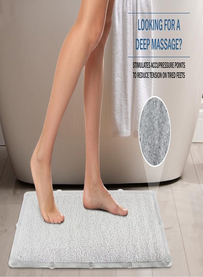 Splash Home حصيرة استحمام لوفا غير قابلة للانزلاق من سبلش هوم، حصيرة دش مع 12 كوب شفط، حصيرة استحمام للبانيو، 30 ل x 17 و بوصة، بي في سي - شفاف - Image 4