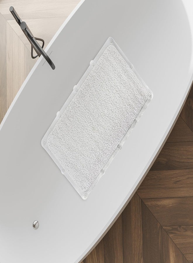 Splash Home حصيرة استحمام لوفا غير قابلة للانزلاق من سبلش هوم، حصيرة دش مع 12 كوب شفط، حصيرة استحمام للبانيو، 30 ل x 17 و بوصة، بي في سي - شفاف - Image 1