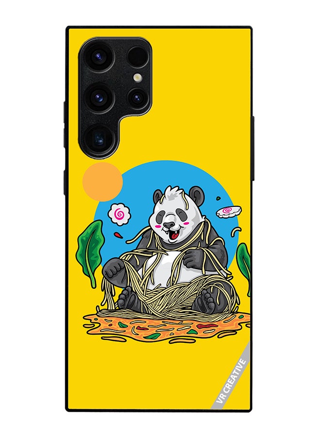 VR CREATIVE Protective Case Cover For Samsung Galaxy S25 Ultra Panda Eating Noodles Design Multicolour