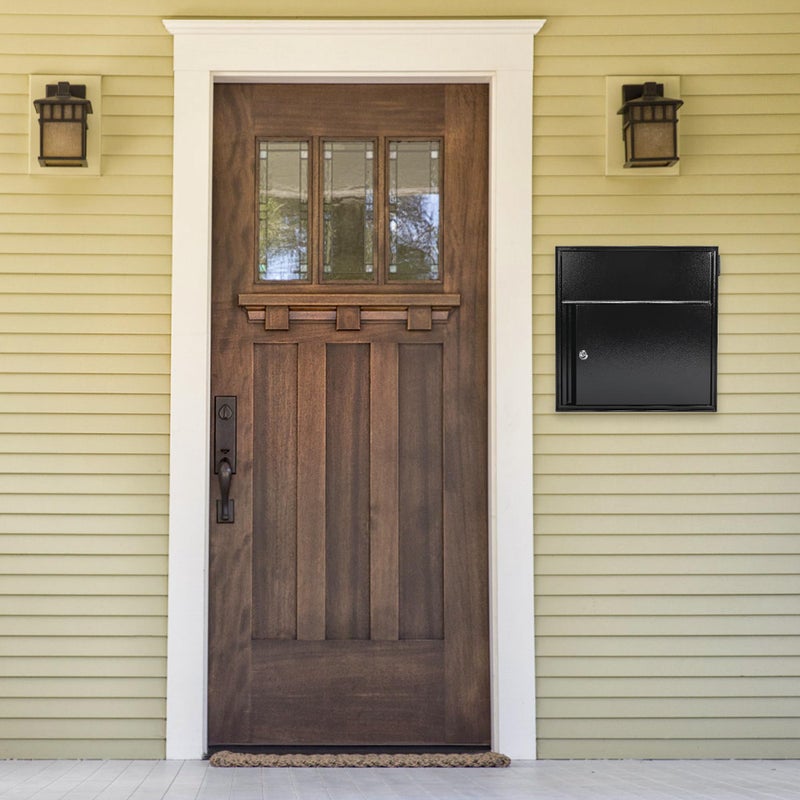 yeshine Large Wall Mount Mailbox with Lock and Outgoing Mail Flag for Outside, Steel Locking Security Mail Box with Number Stickers for House Outside, 14.8" x 6.9" x 15.4", Rainproof, Black - Image 2
