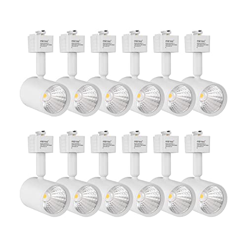 mirrea LED Track Lighting Heads Compatible with Single Circuit J Type Rail Ceiling Spotlight for Accent Task Wall Art Exhibition Lighting 6.5W 4000K Neutral White 24° White Painted Pack of 12 - Image 1