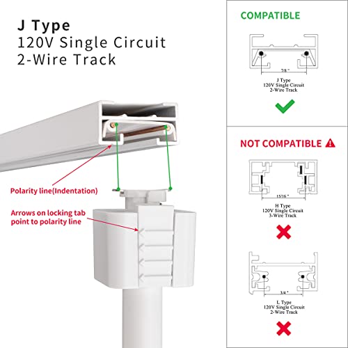 mirrea LED Track Lighting Heads Compatible with Single Circuit J Type Rail Ceiling Spotlight for Accent Task Wall Art Exhibition Lighting 6.5W 4000K Neutral White 24° White Painted Pack of 12 - Image 2