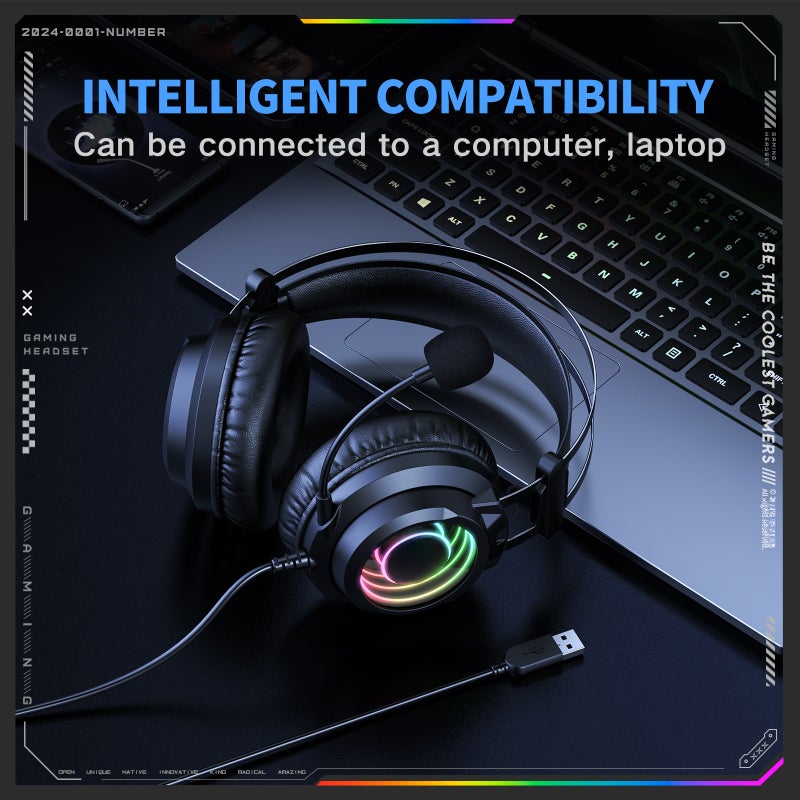 ONIKUMA X80 Gaming Headset Noise Cancelling Gaming Headset Wired 7.1 Sound Gaming Headset Desktop PC Wired Headset - Image 4