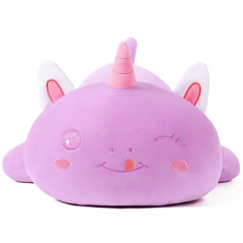 SNOWOLF Unicorn Plush Pillow Cute and Soft Unicorn Cat Stuffed Animal Kawaii Plushie Toy Hugging Pillow Great Gift for Kids and Adult 20Purple - Image 5