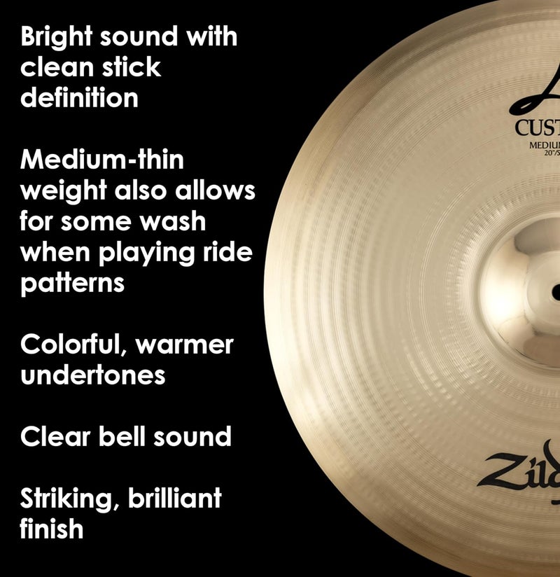 Zildjian A Custom 20" Medium Ride Cymbal - Image 4