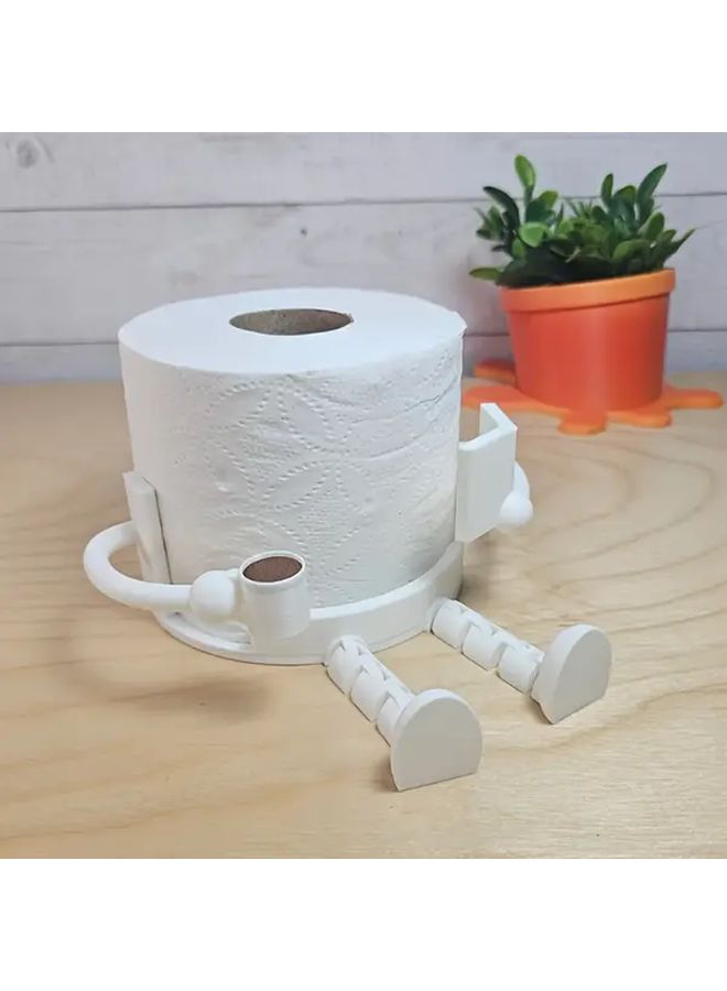 Sky Blue Freestanding Toilet Paper Holder With Book Coffee Playful Bathroom Decor - Image 1