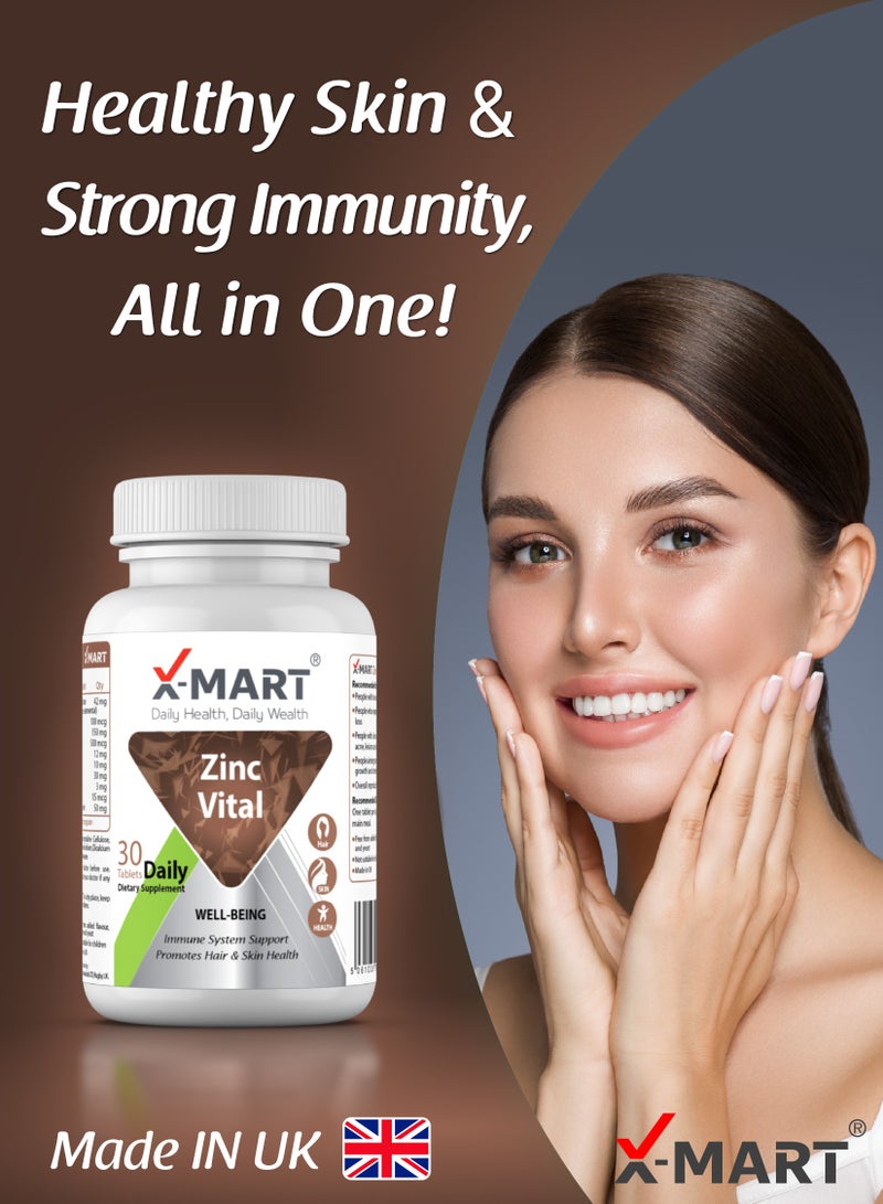 X-Mart Zinc Vital – Skin Glow & Immunity Support with Zinc, Biotin & B-Vitamins | Clears Acne, Boosts Radiance & Reduces Wrinkles - Image 2