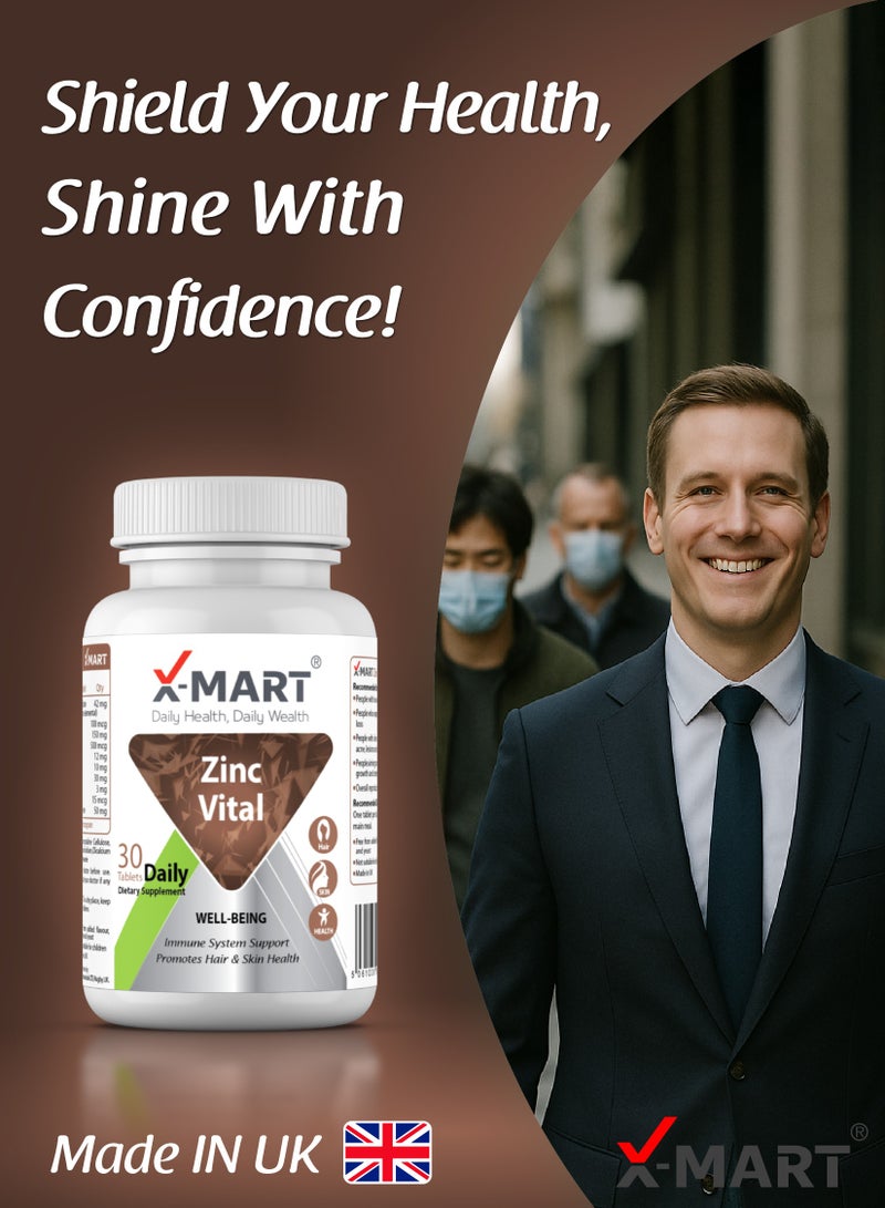 X-Mart Zinc Vital – Skin Glow & Immunity Support with Zinc, Biotin & B-Vitamins | Clears Acne, Boosts Radiance & Reduces Wrinkles - Image 4