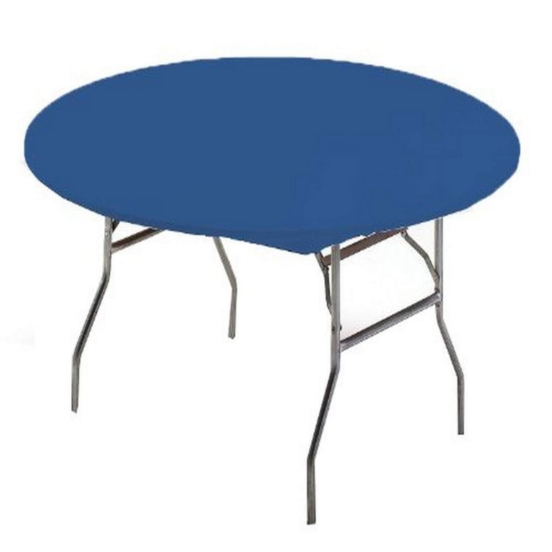 Elegant Blue Fitted Round Tablecloth 60 1 Pc Disposable Durable Plastic Perfect for Parties Events and Buffets Fashionable Design