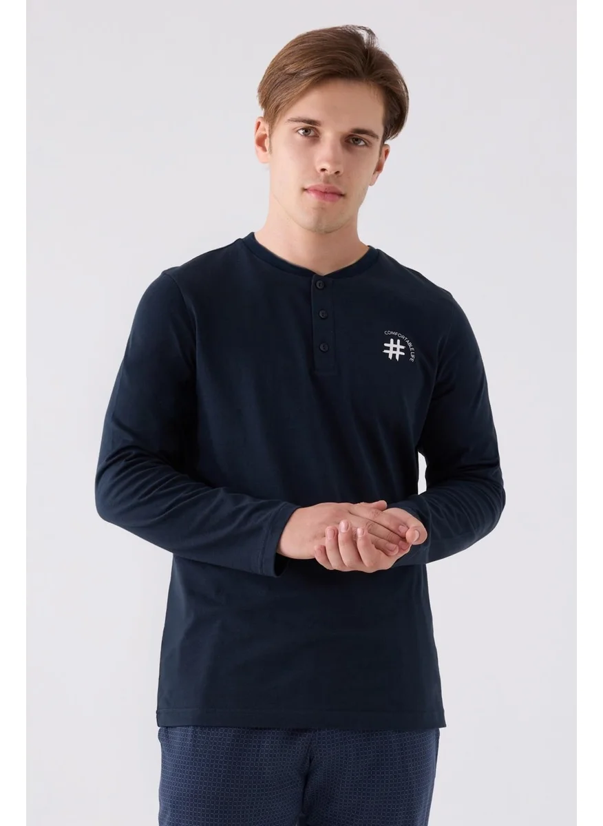 Arnetta Men's Navy Blue Cotton Pajama Set