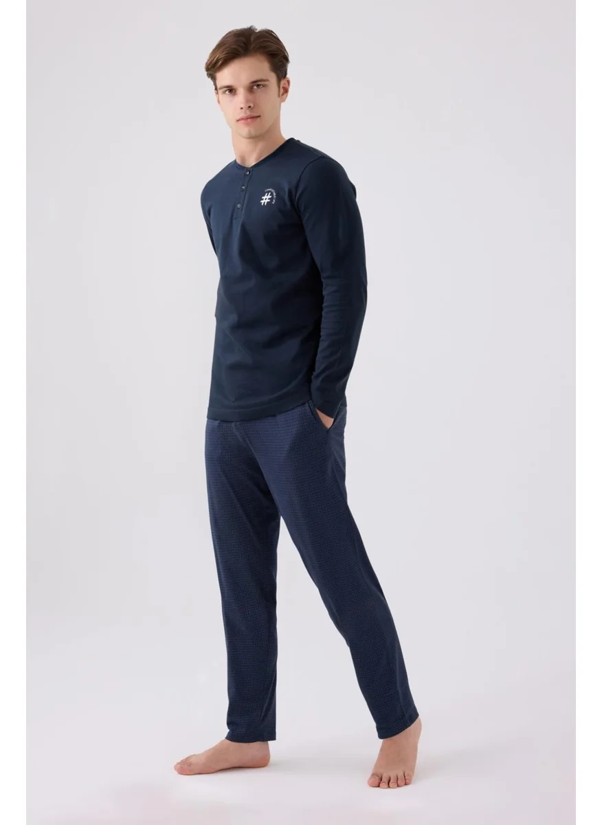 Arnetta Men's Navy Blue Cotton Pajama Set