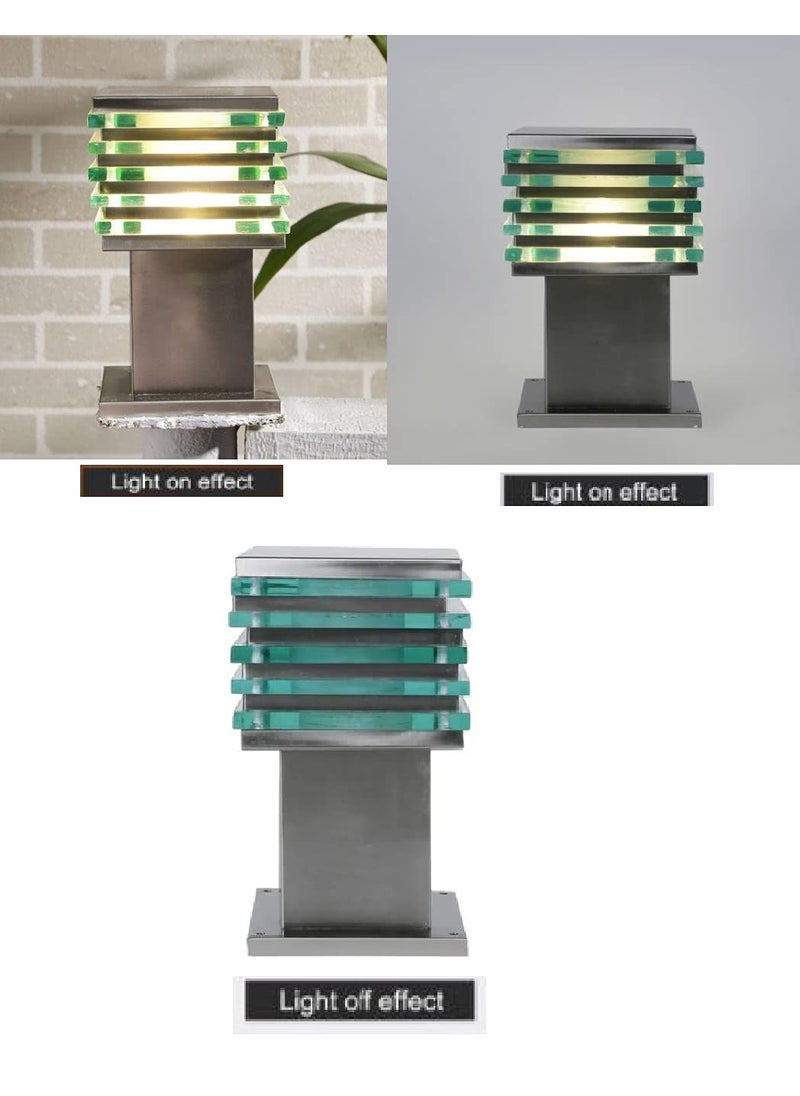 DENICRAAS DENICRAAS Gate Light for Home Gate Silver Metal Outdoor Lamp Post Light for Gate PorchStone Pillar Waterproof Decorative Pack of 2  - Image 2