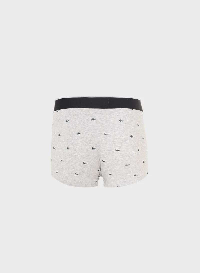 LACOSTE 3-Pack Crocodile Print Stretch Cotton Trunks