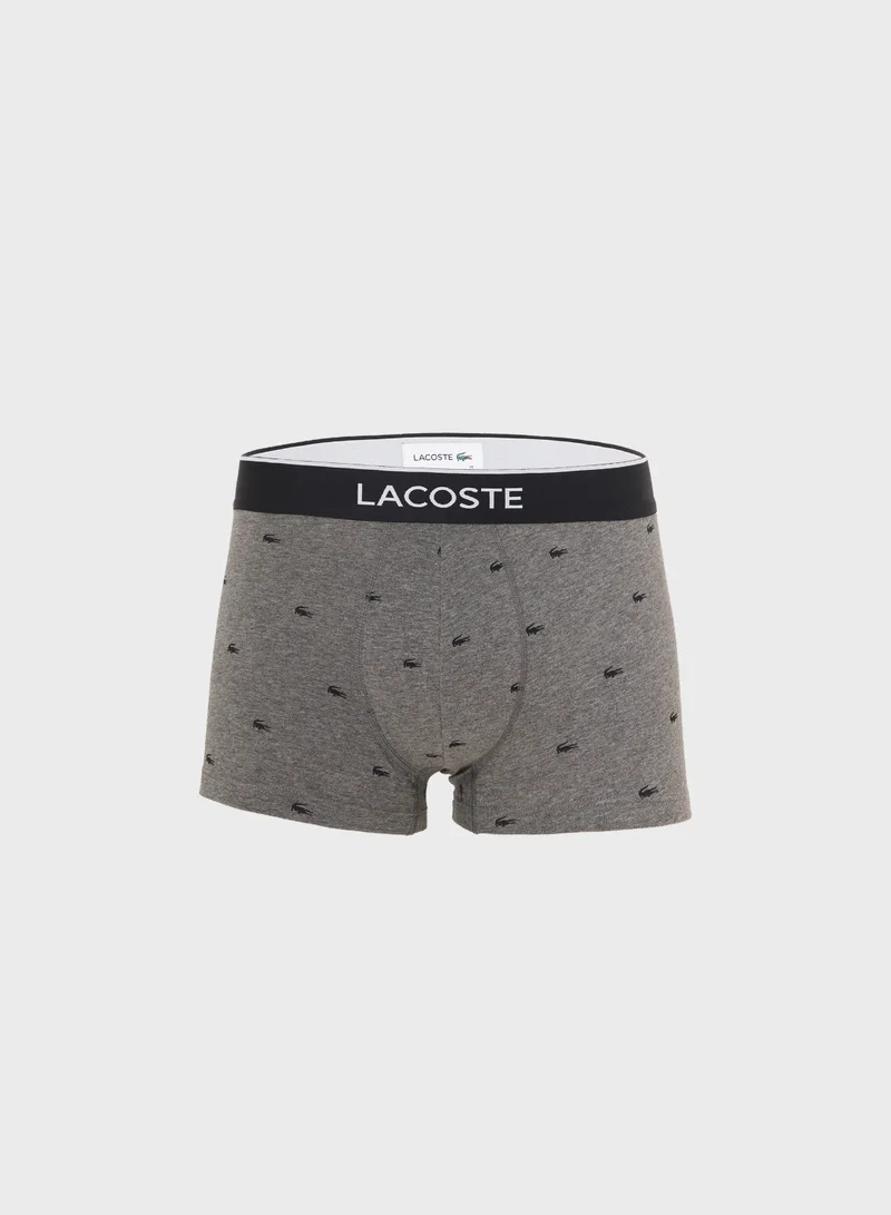 LACOSTE 3-Pack Crocodile Print Stretch Cotton Trunks