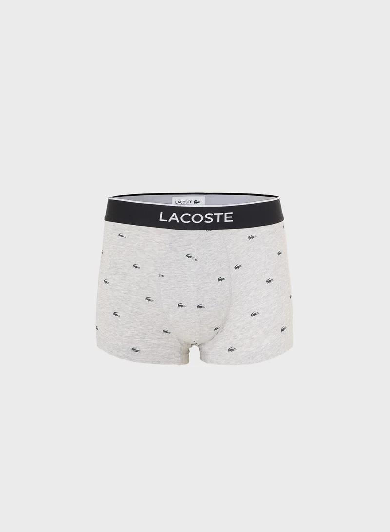 LACOSTE 3-Pack Crocodile Print Stretch Cotton Trunks