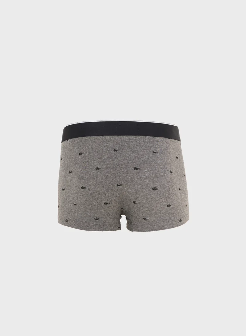 LACOSTE 3-Pack Crocodile Print Stretch Cotton Trunks