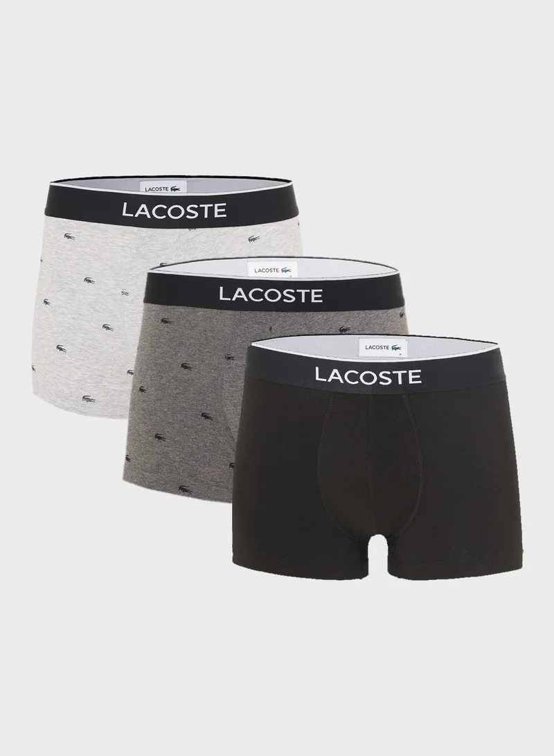 لاكوست 3-Pack Crocodile Print Stretch Cotton Trunks