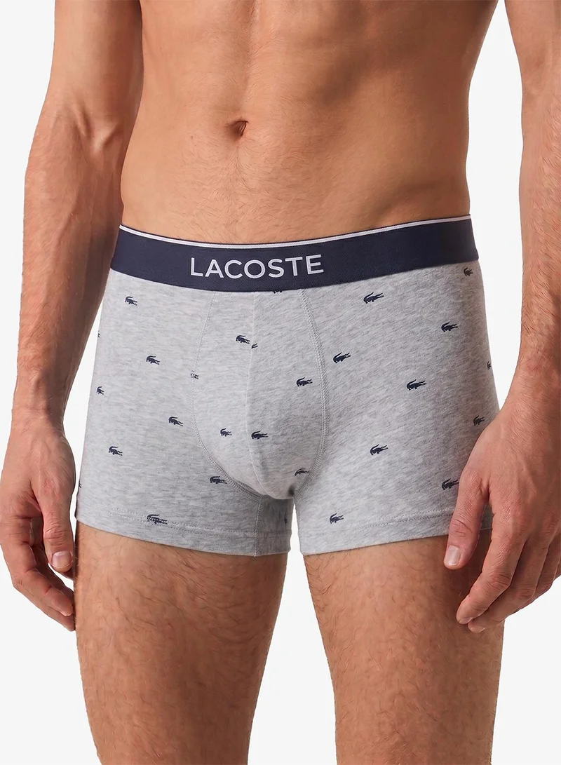 LACOSTE  3-Pack Crocodile Print Stretch Cotton Trunks for Men | Best Price UAE