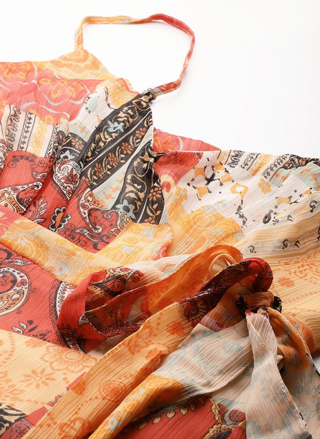 Rue Collection فستان ماكسي برباط بطبعات أنماط عرقية للنساء - Image 2