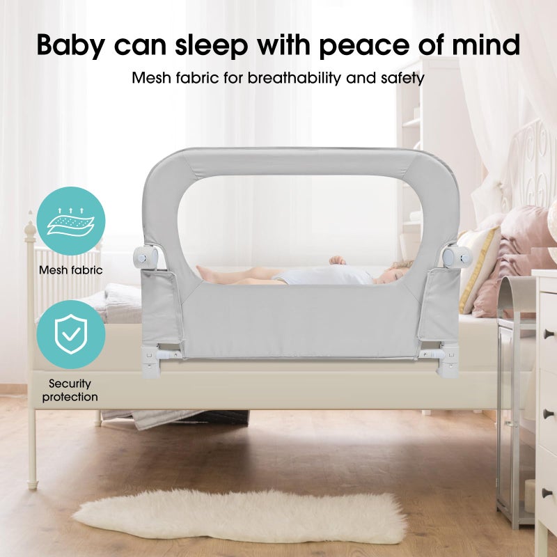 NUTIKAS Baby Bed Rail Guard for Toddlers - 35.1" Toddler Bed Side Rails for Crib, Twin, Full, Queen Bunk Size Bed Swing Down Bedrail Extral Tall Child Safety Side Railing Guards for Kids - Image 5