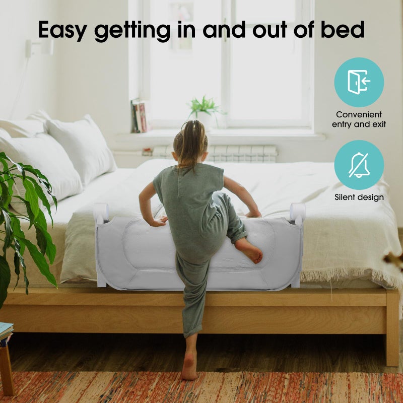 NUTIKAS Baby Bed Rail Guard for Toddlers - 35.1" Toddler Bed Side Rails for Crib, Twin, Full, Queen Bunk Size Bed Swing Down Bedrail Extral Tall Child Safety Side Railing Guards for Kids - Image 2
