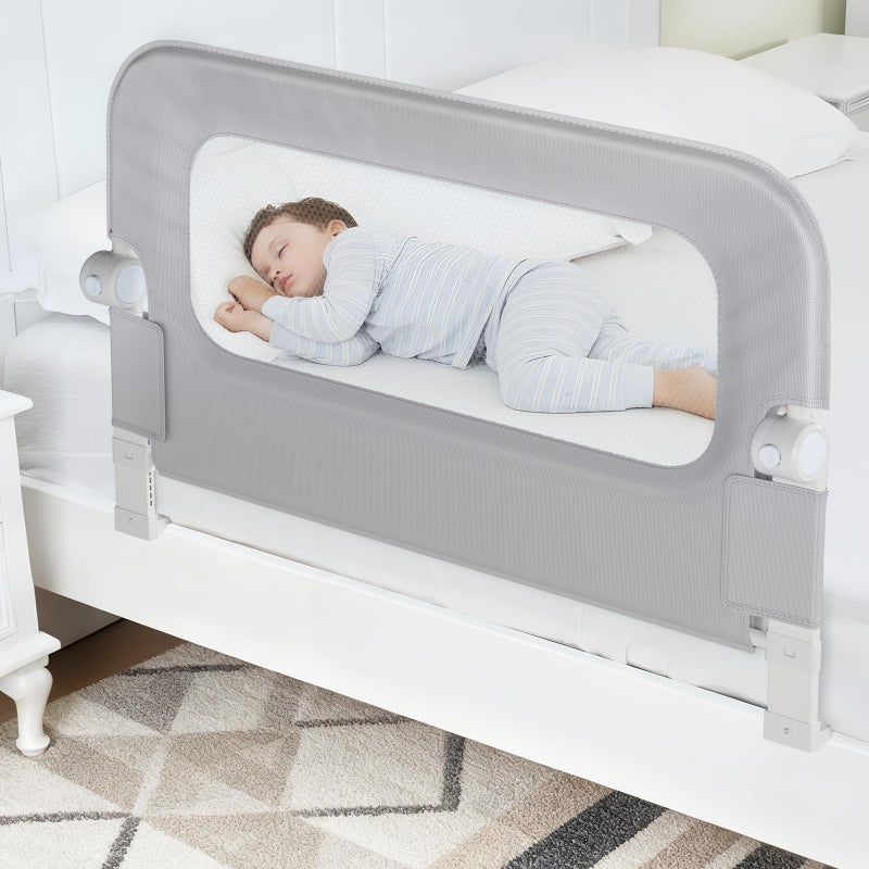 NUTIKAS Baby Bed Rail Guard for Toddlers - 35.1" Toddler Bed Side Rails for Crib, Twin, Full, Queen Bunk Size Bed Swing Down Bedrail Extral Tall Child Safety Side Railing Guards for Kids - Image 1
