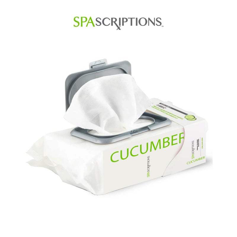 SPASCRIPTIONS Cucumber Makeup Cleansing Towelettes, 60 Ct. Hydrating & Soothing with Natural Cucumber, Reset Skin Health, Moisturize & Recharge for a Youthful Glow (1 Pack) - Image 2