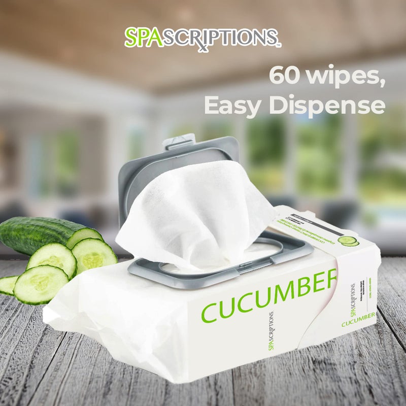 SPASCRIPTIONS Cucumber Makeup Cleansing Towelettes, 60 Ct. Hydrating & Soothing with Natural Cucumber, Reset Skin Health, Moisturize & Recharge for a Youthful Glow (1 Pack) - Image 4