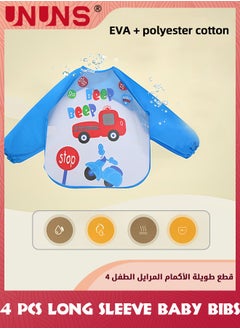 UNUNS Baby Bibs With Sleeves,4 Pack Waterproof Long Sleeve Bib,Kids Painting Bib,Cute Pattern Feeding Bibs,Unisex Feeding Bibs For Infant Toddler 6 Months To 3 Years,Multi-Color And Multi-Pattern  - Image 4