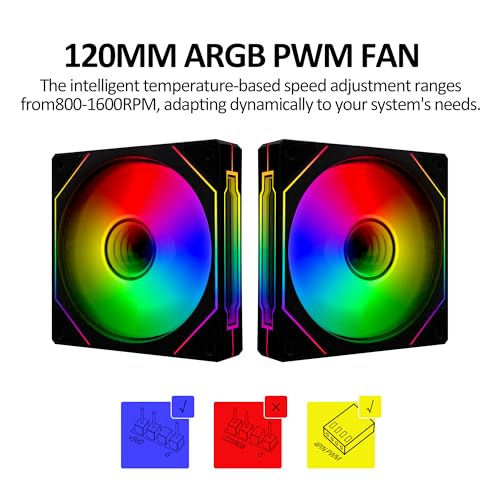 PANO-MOUNTS 120mm Infinity Mirror ARGB Addressable RGB PWM Cooling Fans 5V 3Pin with 12V 4Pin PC Computer CPU Cooler Radiator Case Fan 800-1600RPM Black 3-Pack… - Image 2