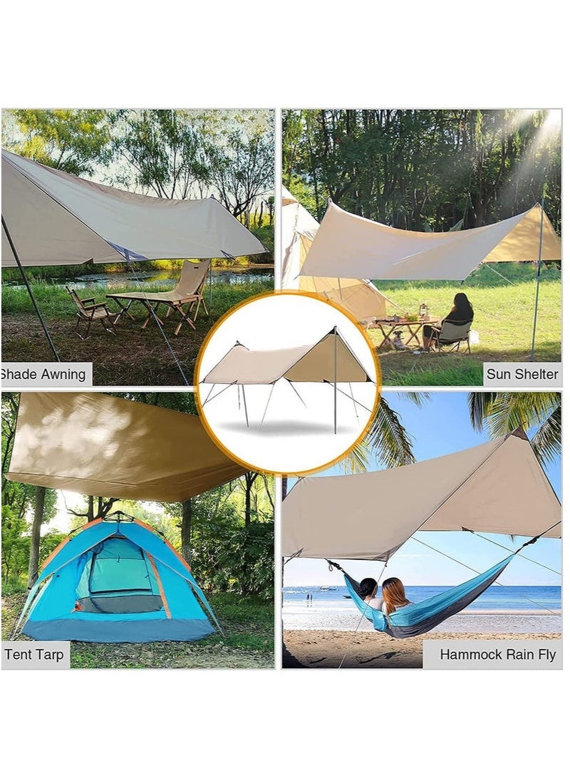 Mereza Camping Tent Tarp Sun Shelter Canopy Beach Sunshade with Poles, 4-6 Person PU 3000mm Lightweight Awning Canopy Sun Shelter For Outdoor Camping Fishing Backyard Picnics Pool - Image 4