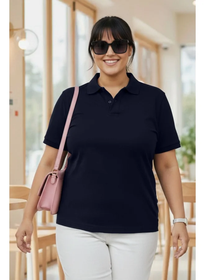 جونبيري Juneberry Women Plus Size Polo T-Shirt  Regular Fit  Casual Wear