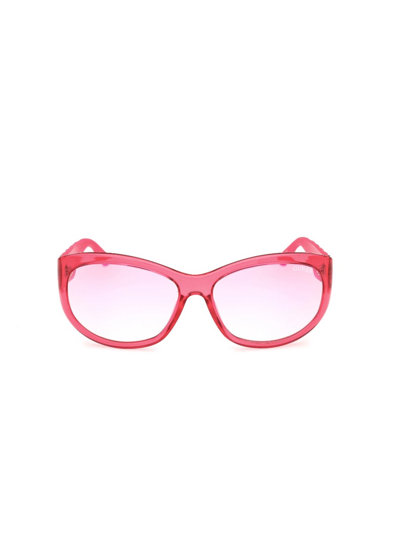 GUESS نظارة شمسية نسائية من البلاستيك بتصميم بيضاوي عاكس GU0013172U60 - مقاس العدسة: 60 مم - وردي لامع - Image 2