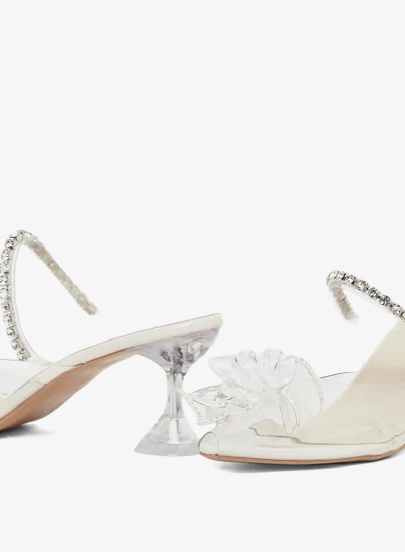 Take Two  Bow Detail Transparent Block Heel Sandals for Women | Best Price UAE