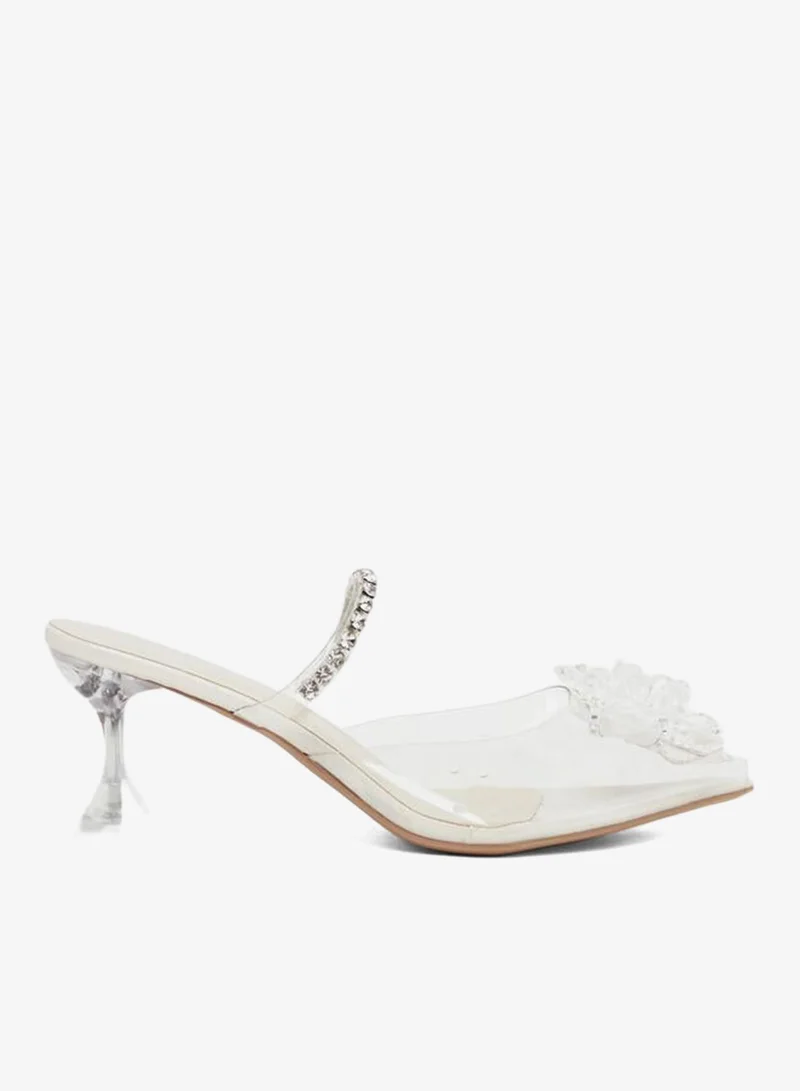 Take Two Bow Detail Transparent Block Heel Sandals