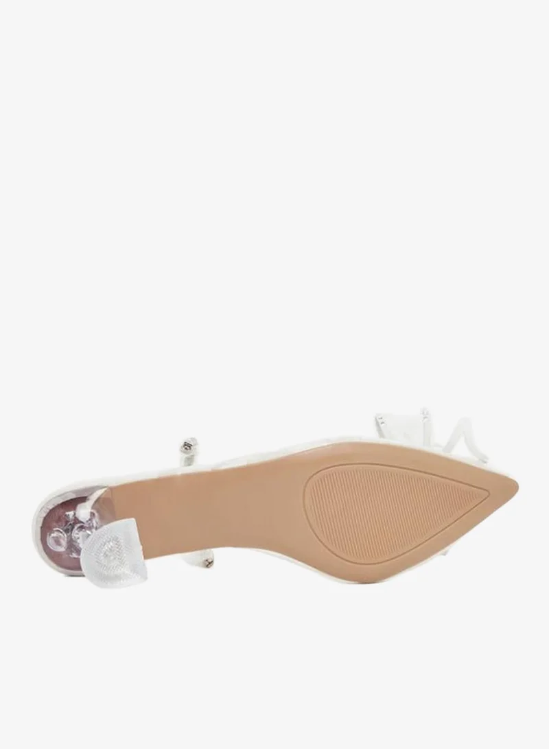 Take Two  Bow Detail Transparent Block Heel Sandals for Women | Best Price UAE