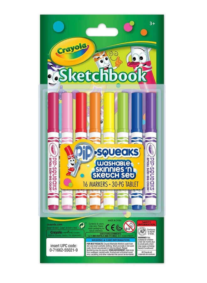 Crayola مجموعة كرايولا القابلة للغسل من بايب سكوكس سكينيز ورسم، 16 قلم و30 صفحة